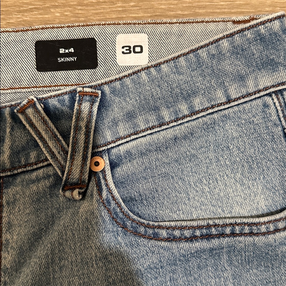 Volcom 2x4 Mens Skinny Jeans Acid Wash Blue (30x30) - Picture 3 of 5